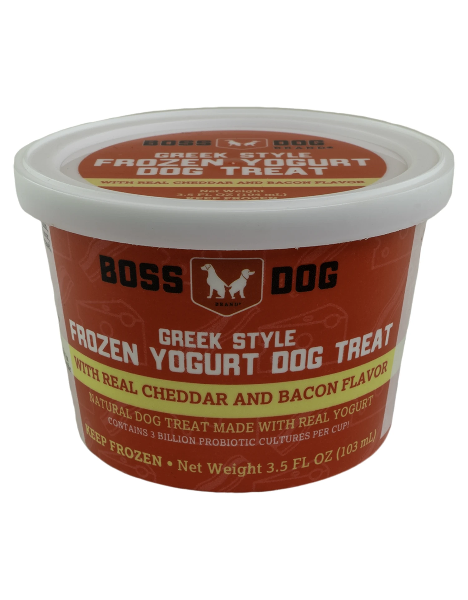 Boss Dog Frozen - Yogurt Real Cheddar & Bacon 12/104ML 3 Boss Dog Frozen - Yogurt Real Cheddar & Bacon 12/104ML