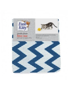 Fresh Kitty Foam Litter Mat 40" X 25"blue Chevron