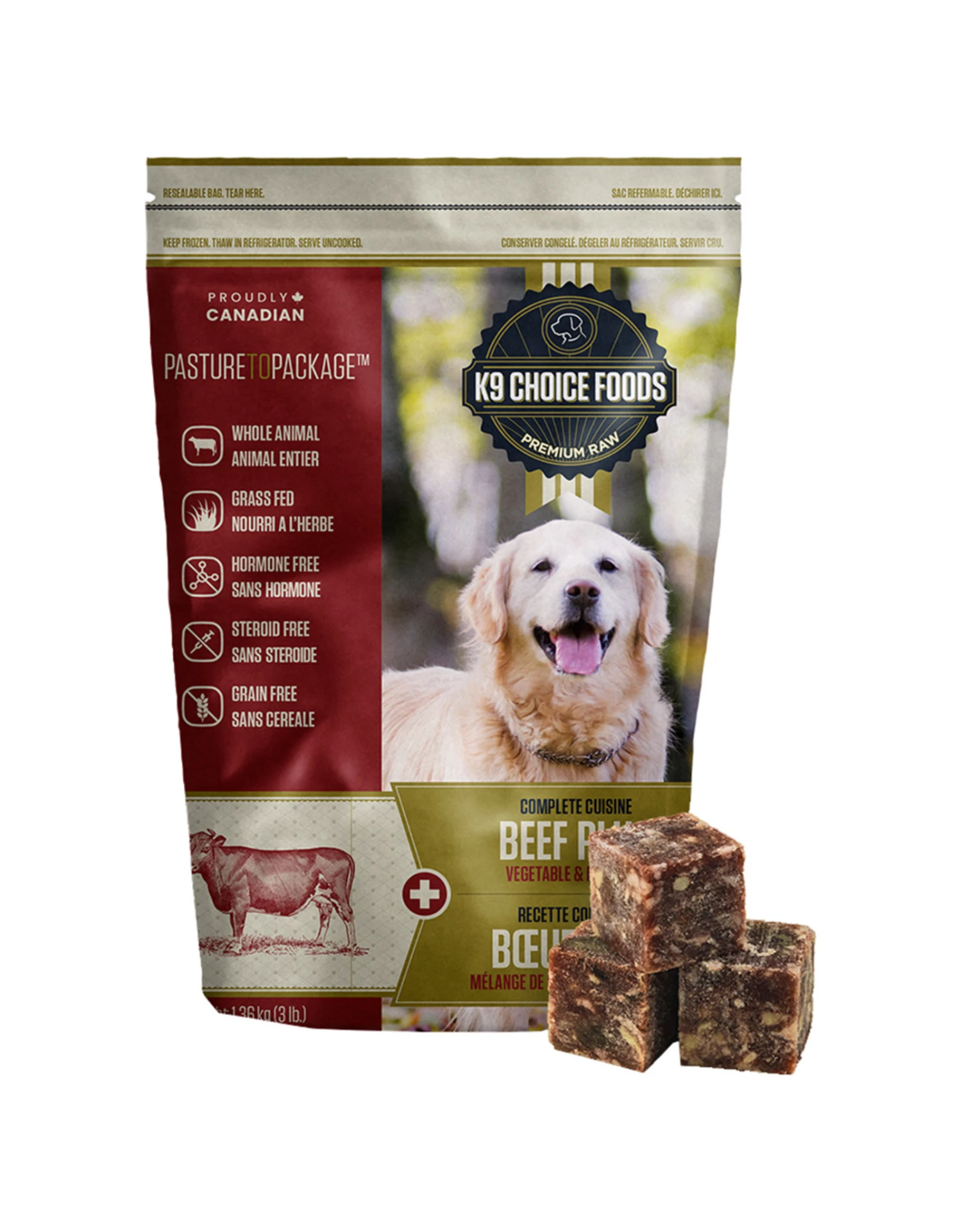 K9 Choice Frozen - Complete Beef Plus 3LB 3 K9 Choice Frozen - Complete Beef Plus 3LB