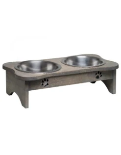 Loving Pets Raised Wooden Modern Diner Grey 1 QT