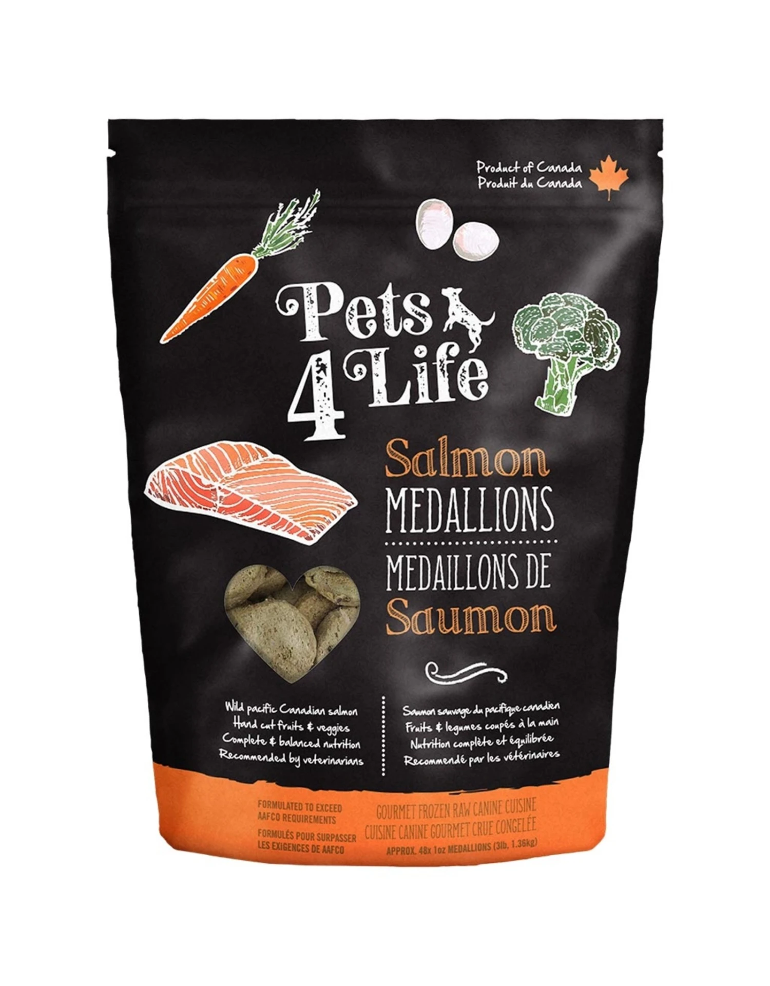 Pets 4 Life Frozen - Raw Salmon 1OZ Medallions 3LB 3 Pets 4 Life Frozen - Raw Salmon 1OZ Medallions 3LB
