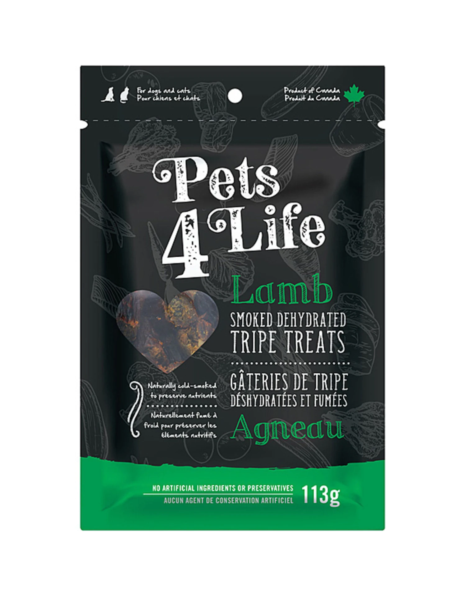 Pets 4 Life Smoked Dehydrated Lamb Tripe Bits 113GM 3 Pets 4 Life Smoked Dehydrated Lamb Tripe Bits 113GM