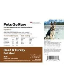 Pets Go Raw Beef/Turkey Blend Full Meal (Approx. 50 Patties)