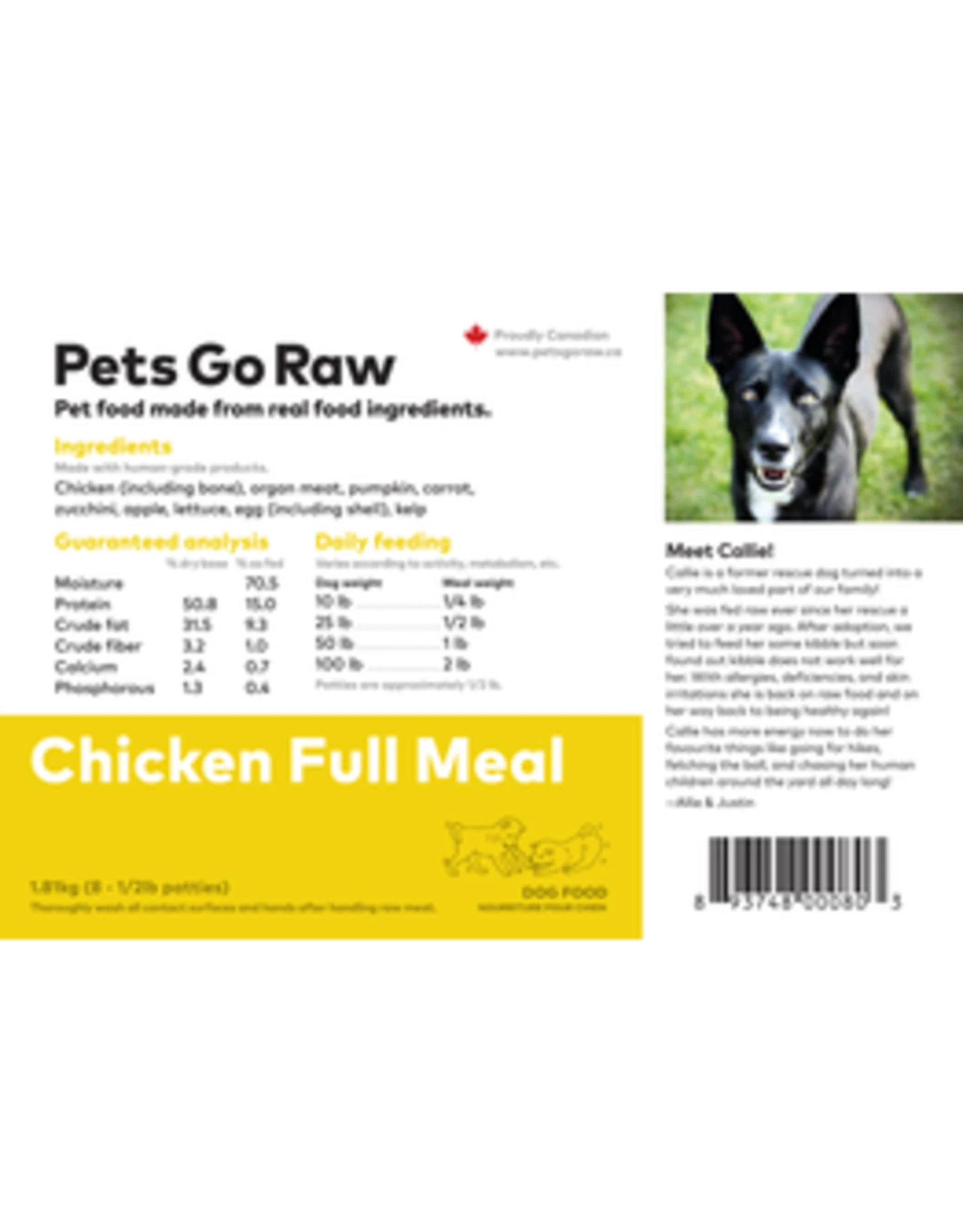 Pets Go Raw Chicken Full Meal 25lb (Approx. 50 Patties) 3 Pets Go Raw Chicken Full Meal 25lb (Approx. 50 Patties)