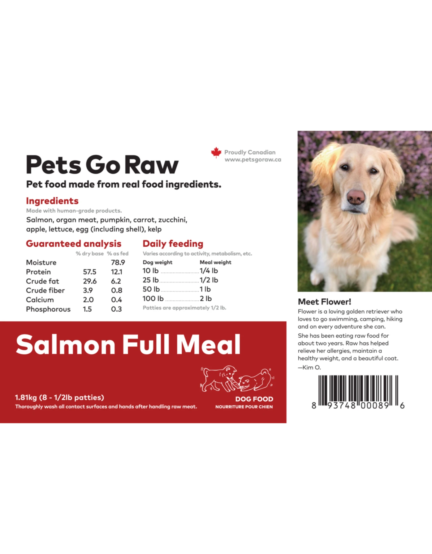 Pets Go Raw Salmon Full Meal 8 X 1/2lb Patties 3 Pets Go Raw Salmon Full Meal 8 X 1/2lb Patties