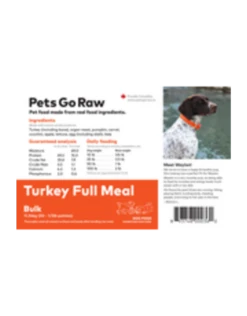Pets Go Raw Turkey Full Meal 25lb (Approx. 50 Patties)