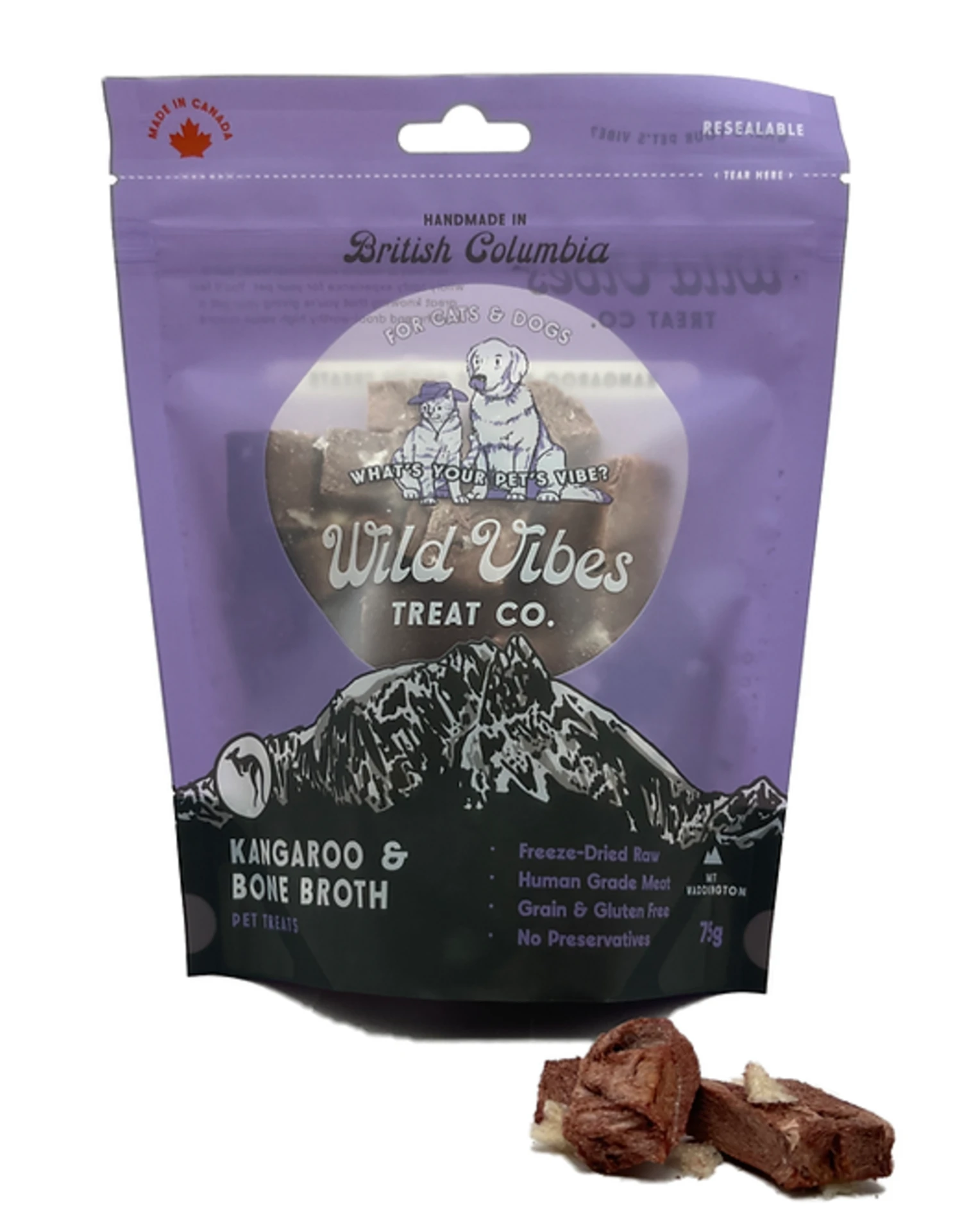 Wild Vibes Treat Co. Kangaroo & Bone Broth Treats 75g 3 Wild Vibes Treat Co. Kangaroo & Bone Broth Treats 75g